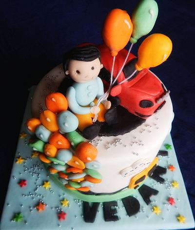 Birthday boy with car and balloons.. - Cake by Nehasree Kulkarni