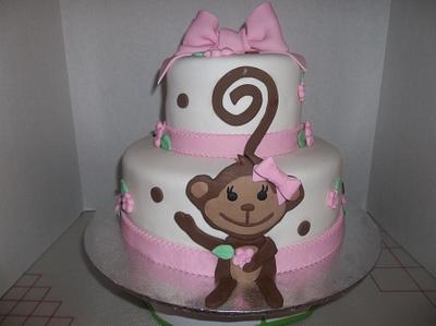 Cute Monkey Baby Shower Cake - Cake by gemmascakes