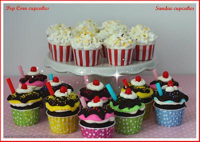 Sundae cupcakes and pop corn cupcakes!! - Cake by Eva Salazar 