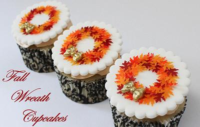 Fall Wreath Fondant Cupcake Toppers - Cake by Otchcakes