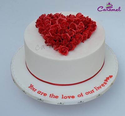 Heart flowers cake! - Cake by Caramel Doha