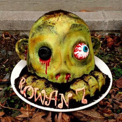 3D zombie head - Cake by cheeky monkey cakes