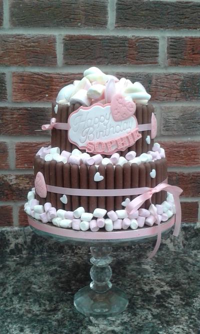 Chocolate fingers and Mallow cake - Cake by Karen's Kakery