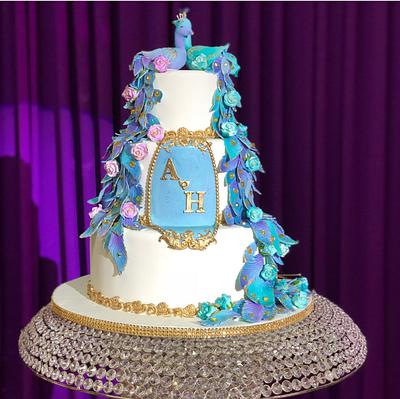 Wedding Cake- Peacock Themed - Cake by MsTreatz