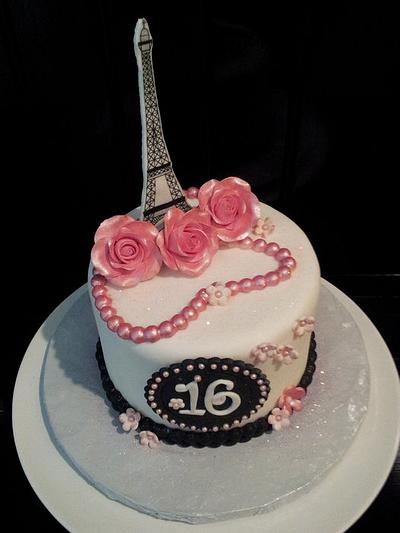 Paris Theme Sweet 16 - Cake by Michelle