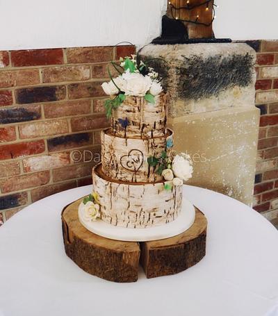 Rustic birch barch wedding cake - Cake by Daisychain's Cakes