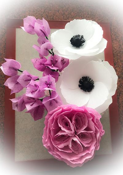 Wafer paper bouquet in bloom - Cake by Homebaker