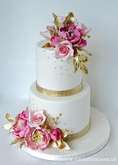 Gold and pink wedding cake - Cake by Tatyana