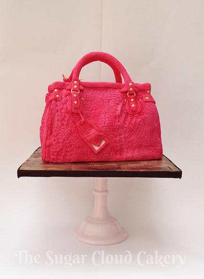 Pink alligator skin handbag  - Cake by The sugar cloud cakery