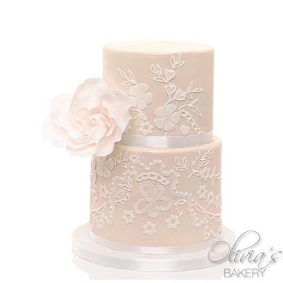 Creme Wedding Cake - Cake by Olivia's Bakery