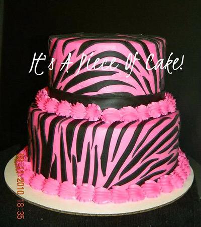 Zebra Print Cake, Buttercream Icing, Black Fondant - Cake by Rebecca