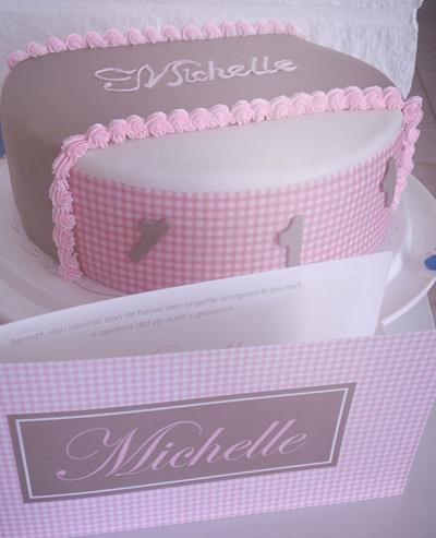 Cake made in style of birth announcement card - Cake by Hartenlust