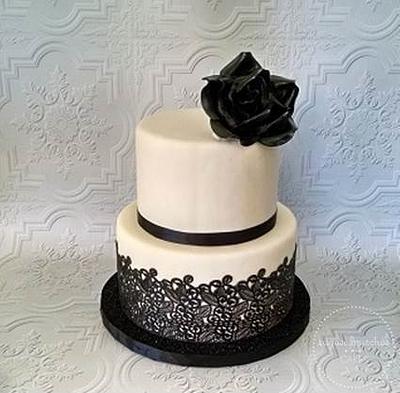 Chantilly lace and a pretty Rose - Cake by SugarBritchesCakes