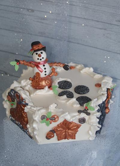 Steampunk snowman cake - Cake by Cake Garden 