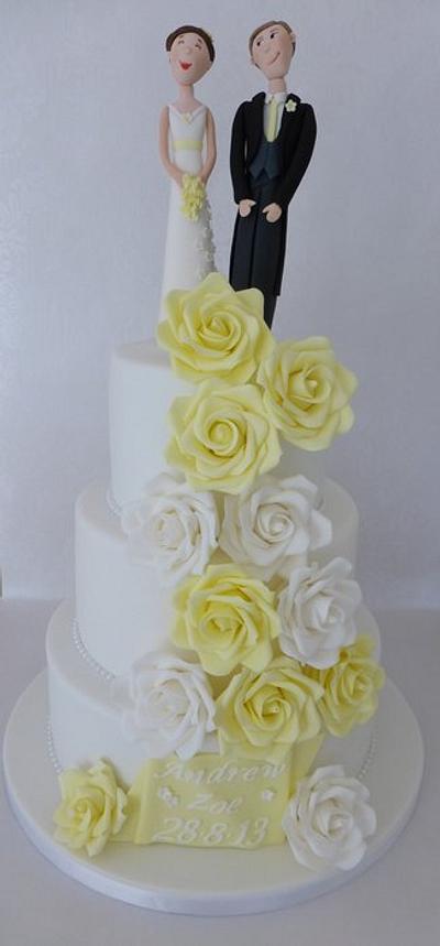 Cascading Rose Wedding Cake - Cake by Deborah