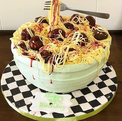 A Spaghetti cake for a 95th birthday party!   - Cake by JustSimplyDelicious