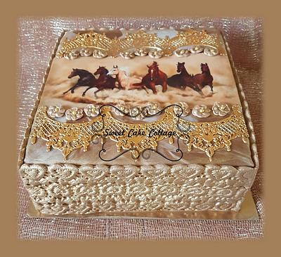 Gold and Horses - Cake by Sweet Cake Cottage