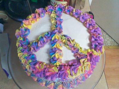 tye-dye peace sign cake  - Cake by CC's Creative Cakes and more...