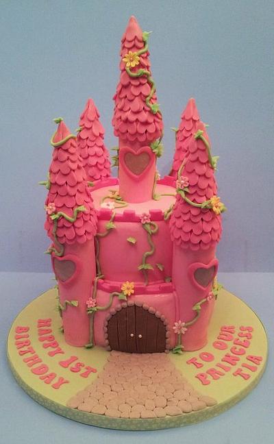 Pink Princess Castle Birthday Cake - Cake by Sarah Poole