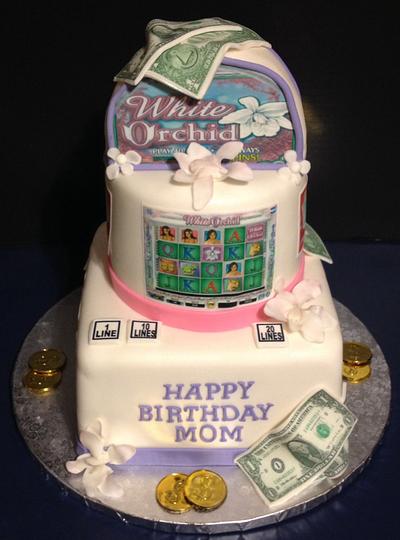 White Orchid Slot Machine Cake  - Cake by Tracy's Custom Cakery LLC
