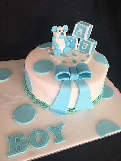 A Boys Baby Shower Cake - Cake by Woody's Bakes