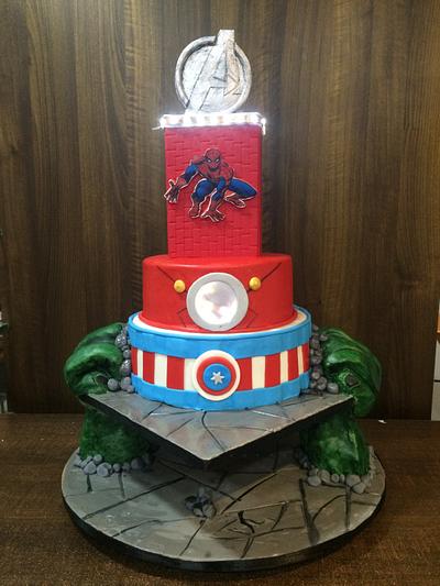 The Avengers - Lights Up - Cake by NikiG