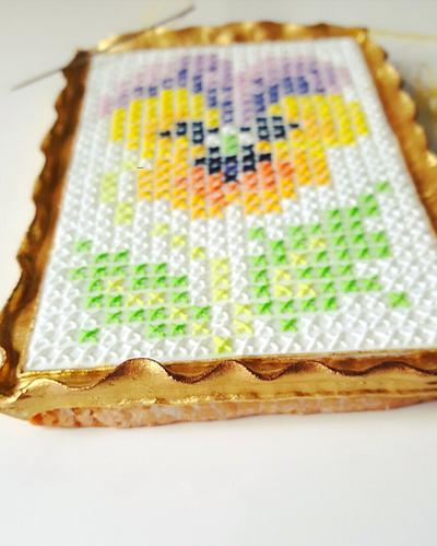 Violet cross stitch cookie - Cake by DDelev