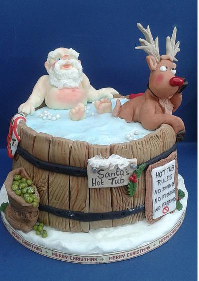 Santa cake- (Oh no!- Santa's been eating sprouts again!) - Cake by Karen's Kakery