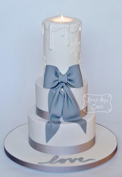 Candle & Bow Winter Wedding Cake - Cake by Little Hill Cakes
