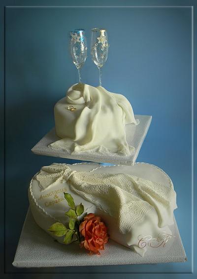 wedding cake with glasses - Cake by Svetlana