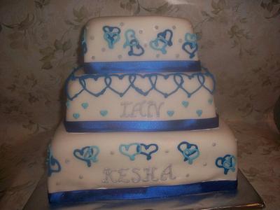 Blue Hearts Wedding - Cake by caymancake