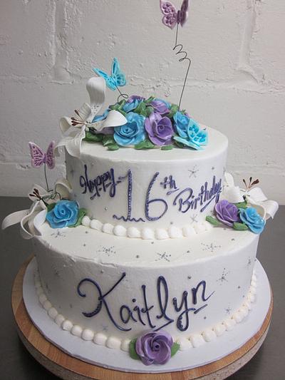 Sweet 16 Butterflies & Roses - Cake by Steel Penny Cakes, Elysia Smith