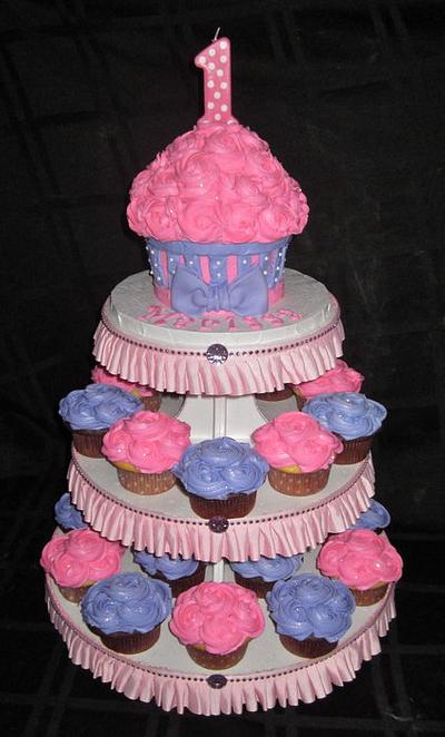 First Birthday Cupcake Tower - Cake by Cuteology Cakes 