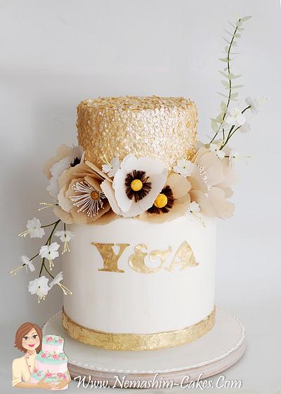 Gold&Ivory Wedding Cake - Cake by galit