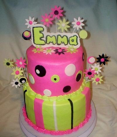 Pink, Lime Green and Black Birthday Cake - Cake by Angel Rushing