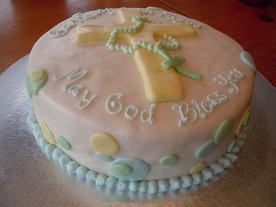 Baptism Cake with Cross - Cake by sweetpeacakemom