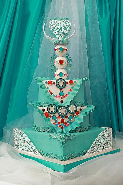 Bohemian Teal Wedding cake - Cake by Marina Danovska