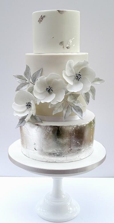 Silver and White Wedding - Cake by The Rosehip Bakery