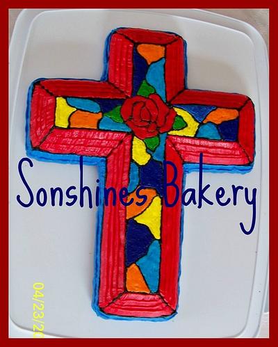 Stained Glass Cross  - Cake by Sonshines