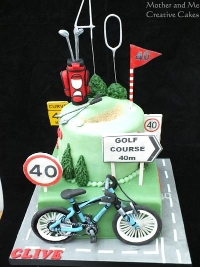 Cycling and Golf Cake - Cake by Mother and Me Creative Cakes