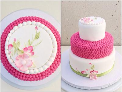 Pearls & floral painting  - Cake by Audrey