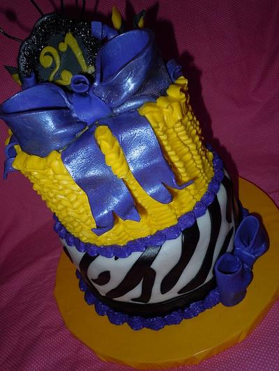 21st Birthday, Ruffles & Zebra Cake - Cake by sweetpeacakemom