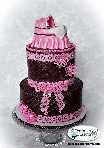 pink & brown baby shower - Cake by TrulyCustom