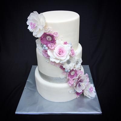 Purple cascade wedding cake - Cake by Denisa O'Shea
