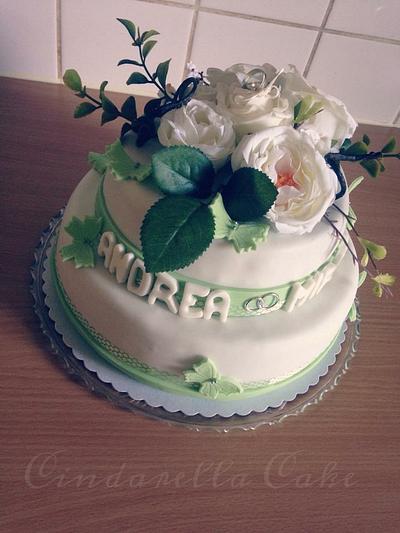 Wheddingcake - white rose - Cake by CindarellaCake