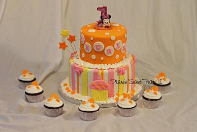 First Birthday to match paper goods  - Cake by Diane Burke