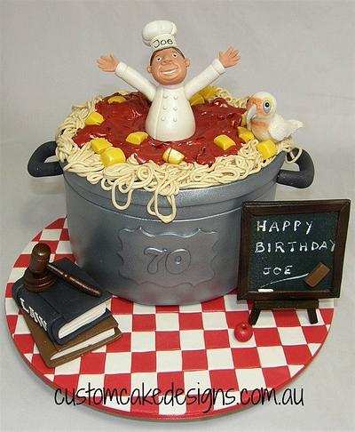 Pasta Pot 70th Birthday Cake - Cake by Custom Cake Designs