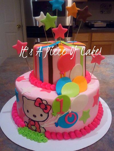Hello Kitty, Buttercream icing, fondant accents - Cake by Rebecca