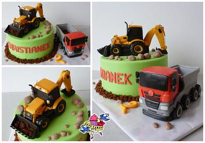 Excavator and Truck - Cake by Petra Krátká (Petu Cakes)