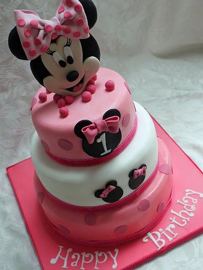 Minnie Mouse 3 Tier 1st Birthday Cake - Cake by Scrummy Mummy's Cakes